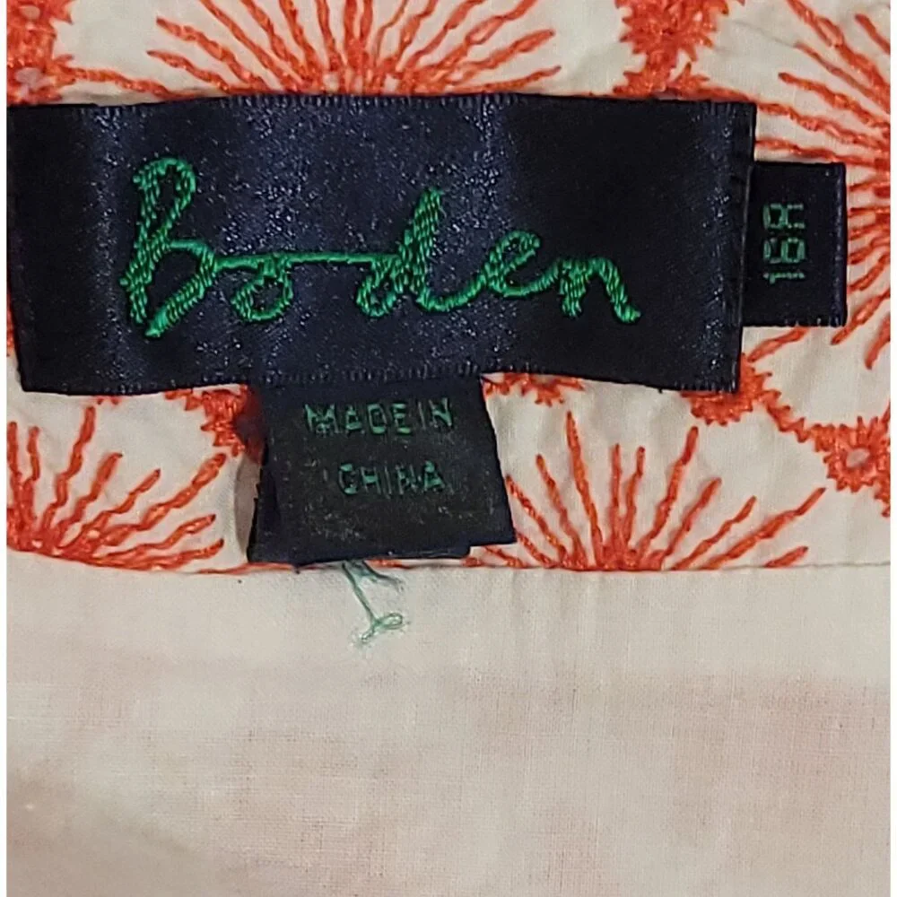 Boden Womens Embroidered Lace Floral Coral Red & White Cotton A-Line Skirt 16R - Picture 2 of 11